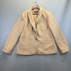 Talbots Women's Brown Wool Blend 2 Button Shetland Blazer Size 12